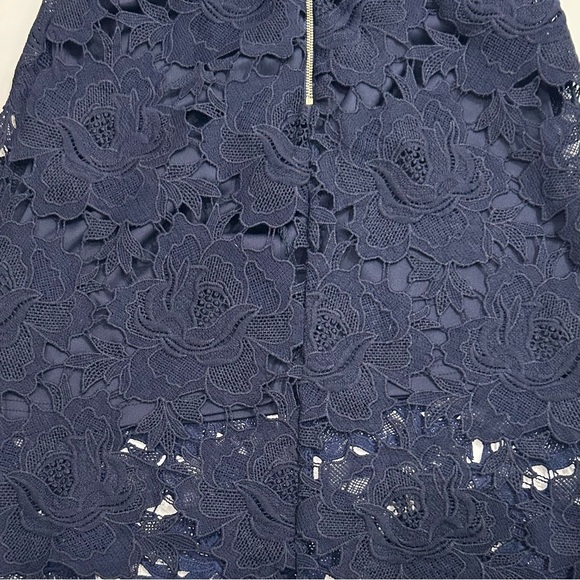 NWT Lauren Nicole What a Doll Dress Navy crochet Floral Lace Halter Mini Dress S - Picture 8 of 12
